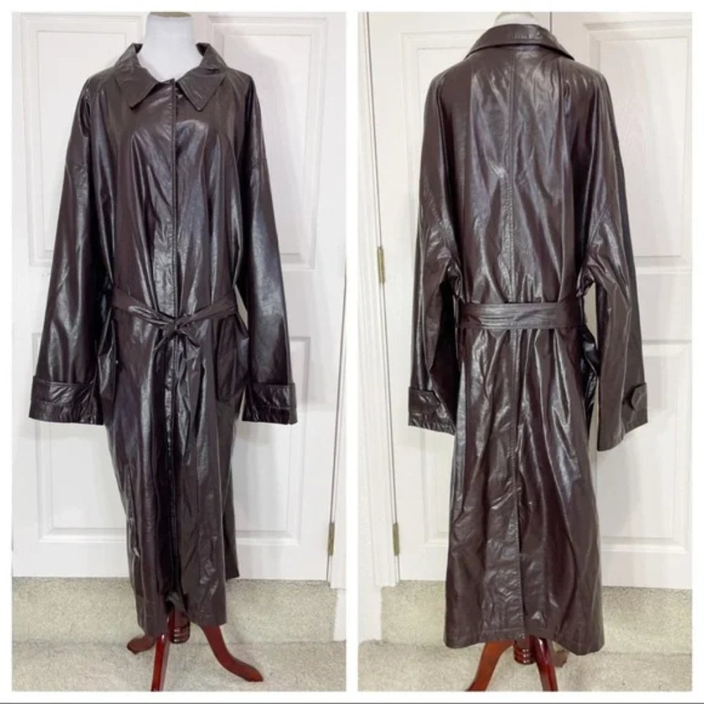 NWOT ASOS Curve plus size women's trench rain coat oxblood leather look